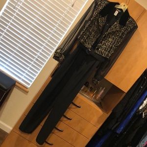 Dressy jumpsuit with black velvet & gold sparkles